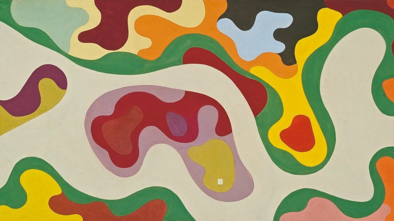Painel "Aquarela", de Roberto Burle Marx — ondas orgânicas em azul, verde, amarelo e vermelho